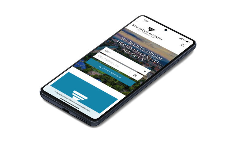 Real Estate Partners website on mobile view